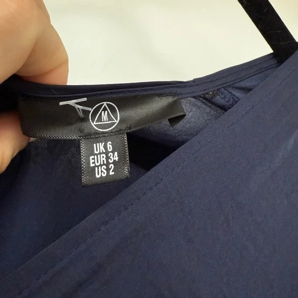 Topshop Navy Long Sleeve Twisted Front Maxi Dress Elegant & Formal Gown Size 6 - Picture 14 of 14